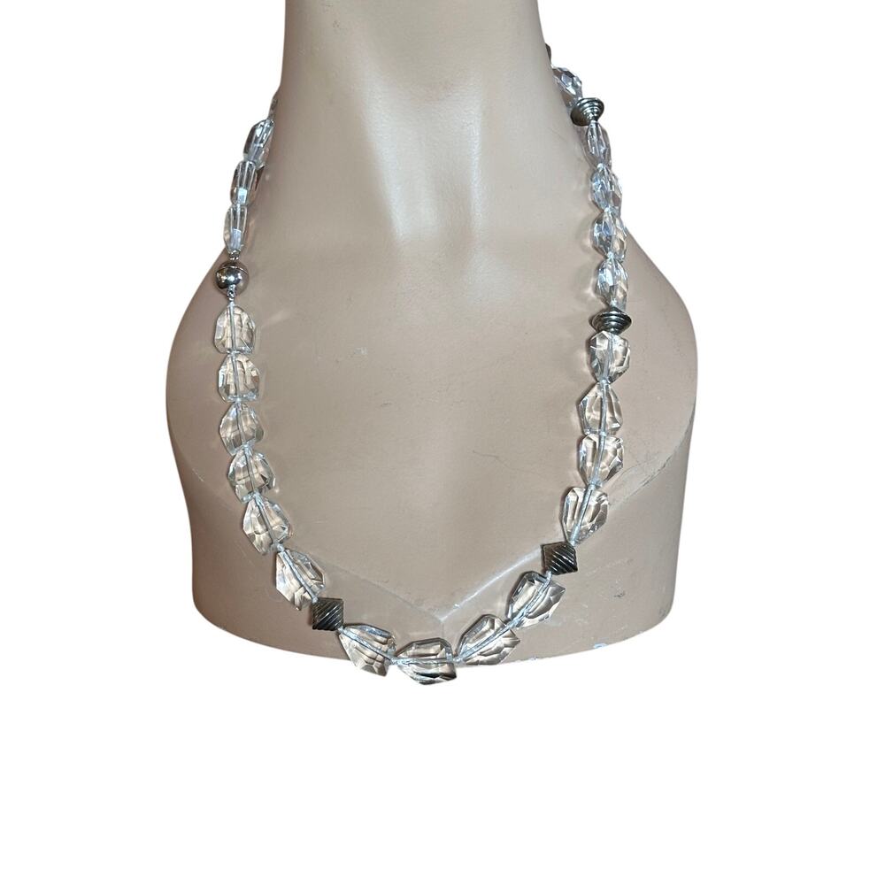 1990s Clear Glass Bead Crystal Necklace